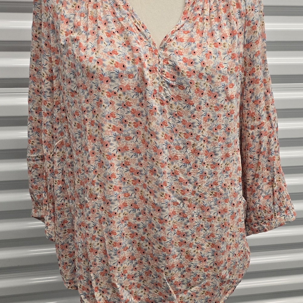Cynthia Rowley Floral Blouse - Pink and Blue